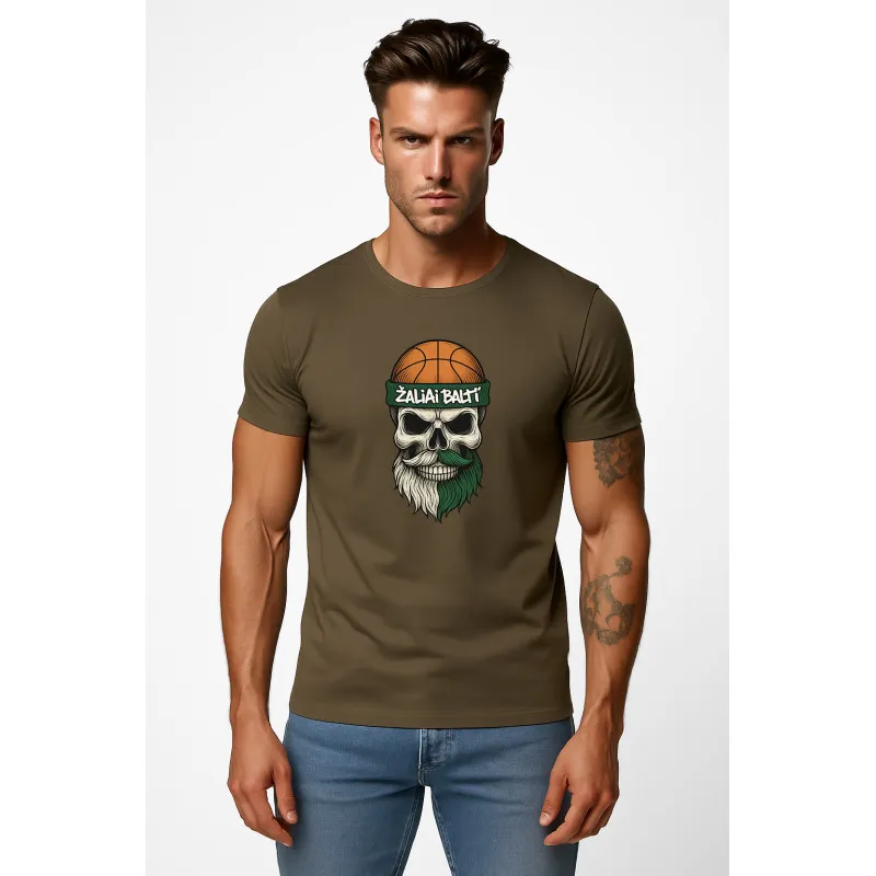 Vīriešu haki krekls Skull and Ball PK4022