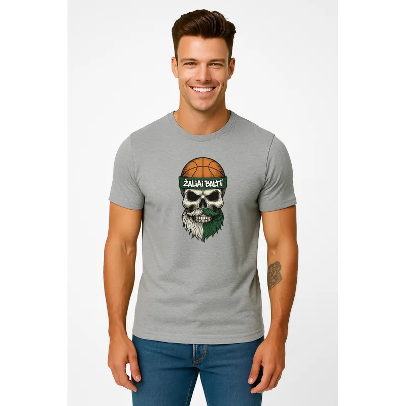 Vīriešu gaiši pelēks krekliņš Skull and Ball PK4022