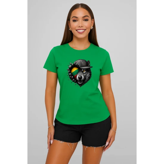 Sieviešu zaļš T-krekls Wolf grey PK4029