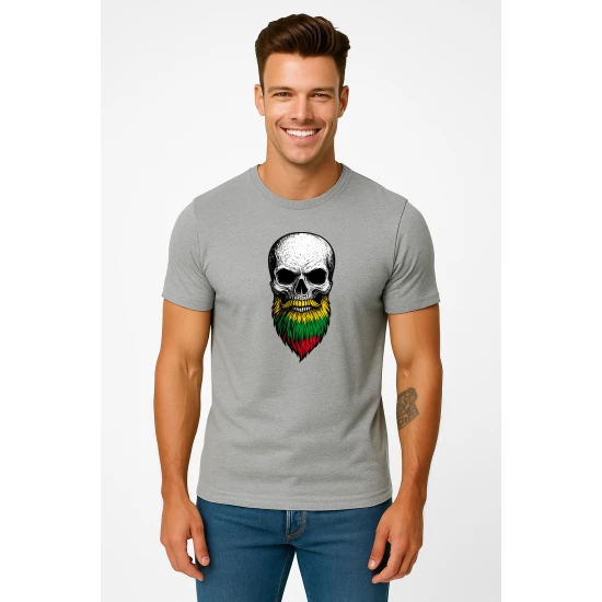 Vīriešu gaiši pelēks krekls Skull and Beard PK4015