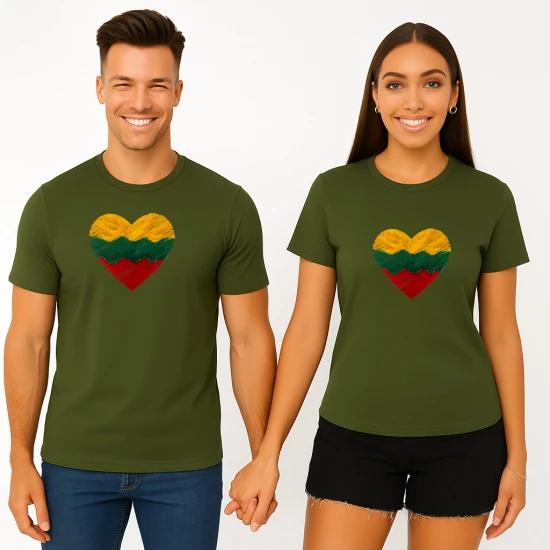 Haki krāsas T-kreklu komplekts Heart PK4028