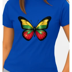 Sieviešu zils T-krekls Butterfly