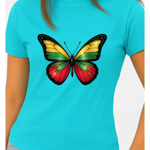 Sieviešu gaiši zils T-krekls Butterfly PK4025