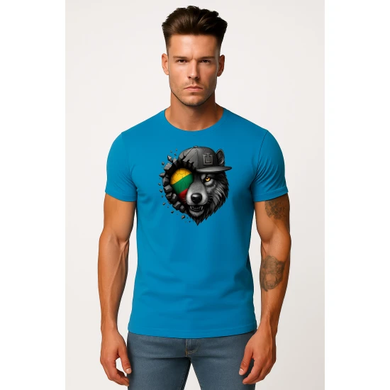 Vīriešu zils T-krekls Wolf grey PK4031