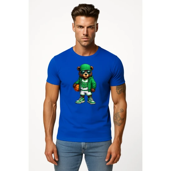 Vīriešu zils lāča krekls ar bumbu džemperi PK4019