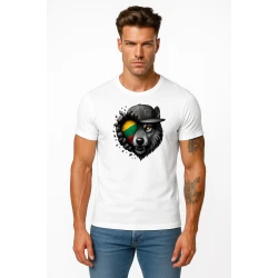 Vīriešu balts T-krekls Wolf grey