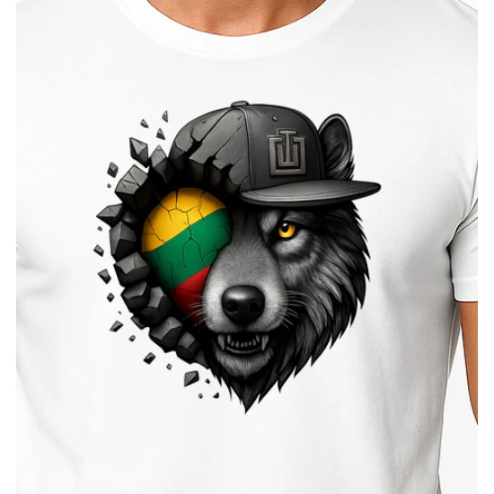 Vīriešu balts T-krekls Wolf grey PK4031