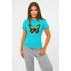 Sieviešu gaiši zils T-krekls Butterfly PK4025