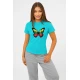 Sieviešu gaiši zils T-krekls Butterfly