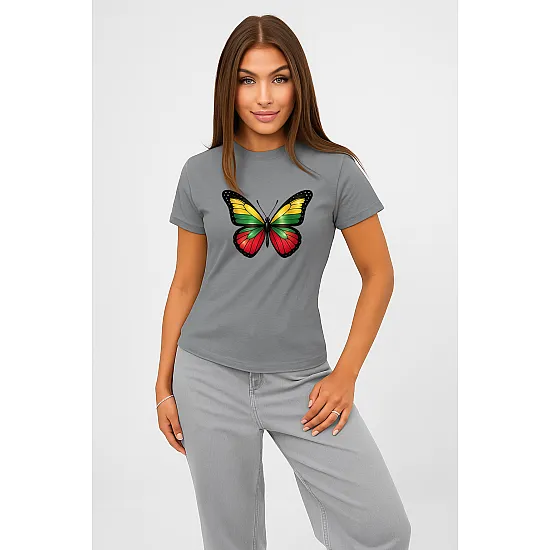 Sieviešu pelēks T-krekls Butterfly PK4025