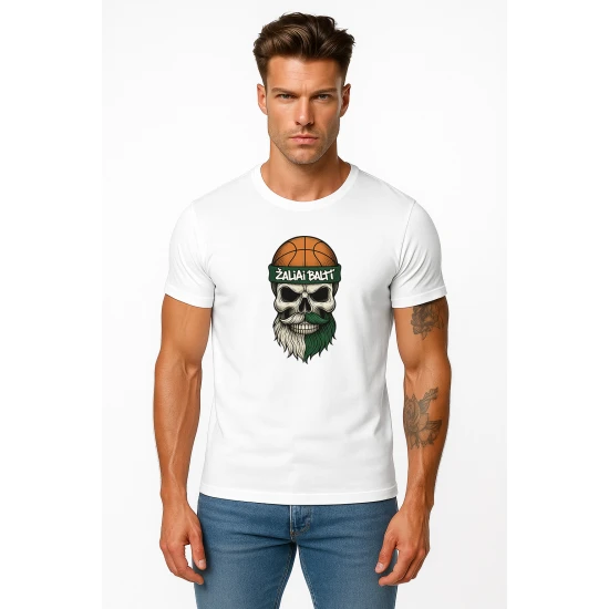 Vīriešu balts krekls Skull and Ball PK4022