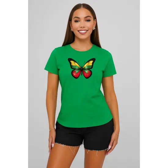 Sieviešu zaļš T-krekls Butterfly PK4025
