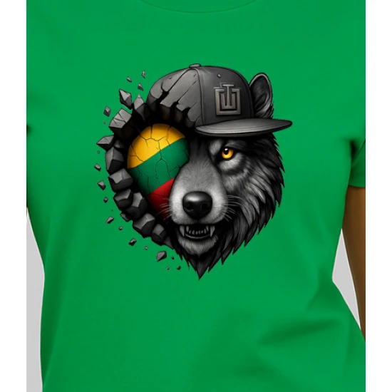 Sieviešu zaļš T-krekls Wolf grey PK4029