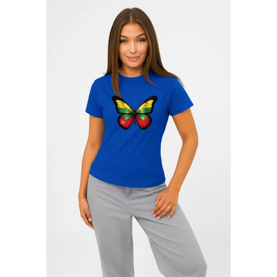 Sieviešu zils T-krekls Butterfly PK4025