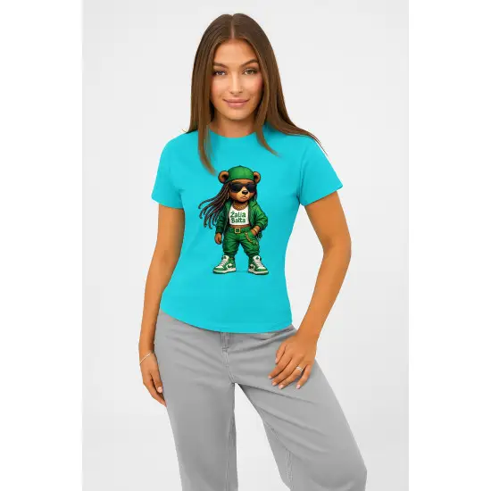 Sieviešu gaiši zils T-krekls Bear PK4023