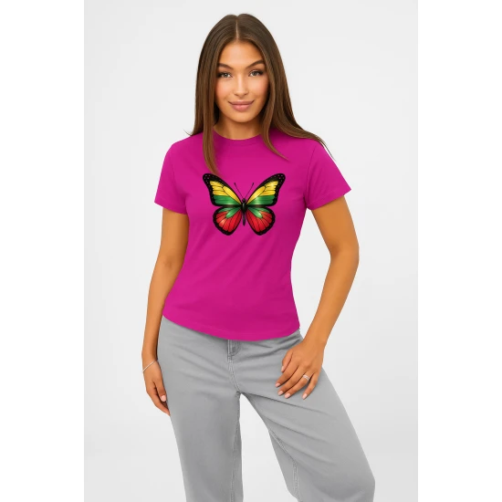 Sieviešu rozā T-krekls Butterfly PK4025