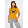 Sieviešu spilgti dzeltens T-krekls Butterfly PK4025