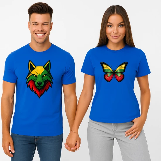 Zils T-kreklu komplekts Wolf-Dragon PK4026