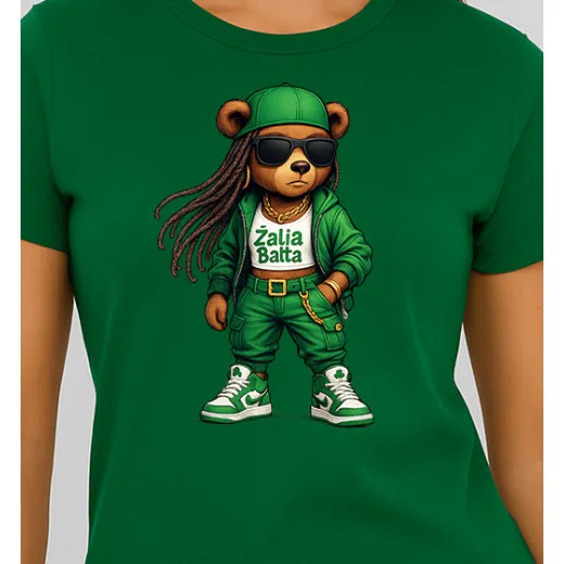 Sieviešu tumši zaļš T-krekls Bear PK4023
