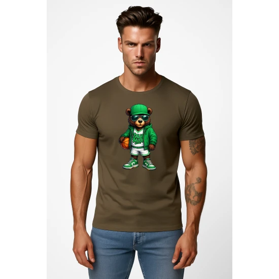 Vīriešu haki krekls Lācis ar bumbu džemperis PK4019