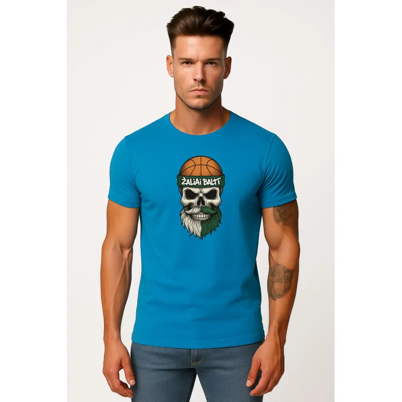 Vīriešu tirkīza krekliņš Skull and Ball PK4022