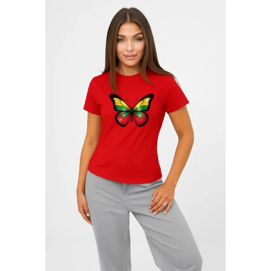 Sieviešu sarkans T-krekls Butterfly PK4025