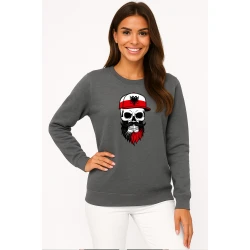 Sieviešu pelēks džemperis Polija galvaskausa cepure