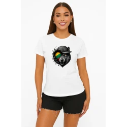 Sieviešu balts T-krekls Wolf grey