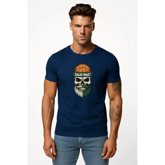 Vīriešu tumši zils krekls Skull and Ball PK4022