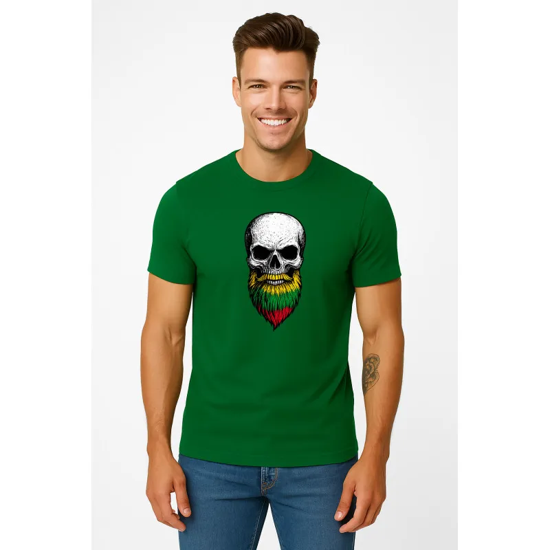 Vīriešu tumši zaļš krekls Skull and Beard PK4015
