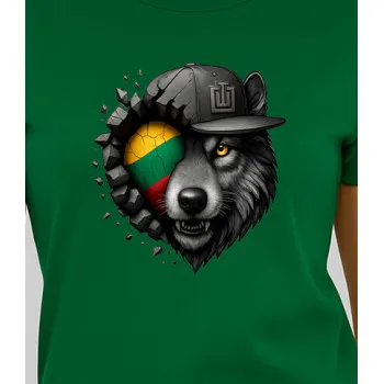 Sieviešu zaļš T-krekls Wolf pilkas