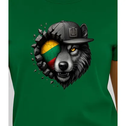 Sieviešu zaļš T-krekls Wolf grey PK4029