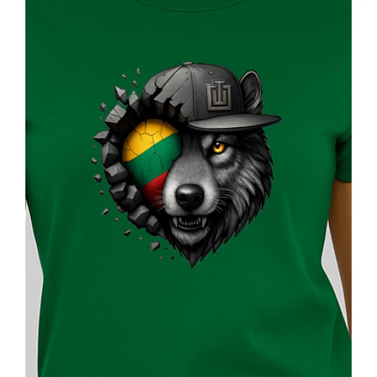 Sieviešu zaļš T-krekls Wolf grey PK4029