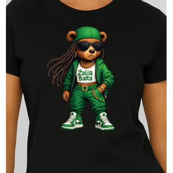 Sieviešu melns T-krekls Bear