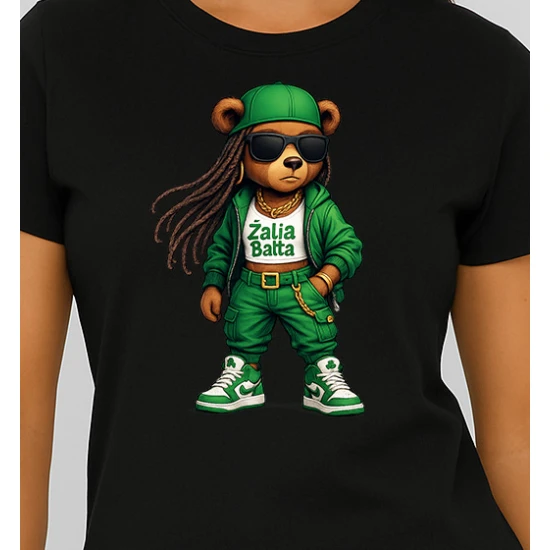 Sieviešu melns T-krekls Bear PK4023