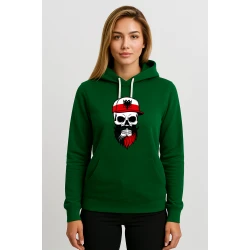 Sieviešu zaļš džemperis Polija galvaskausa cepure