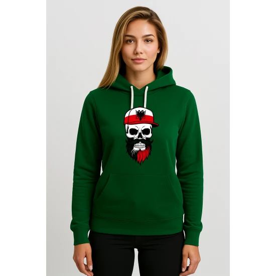 Sieviešu zaļš džemperis Poland skull cap PK4033