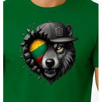 Vīriešu tumši zaļš T-krekls Wolf grey