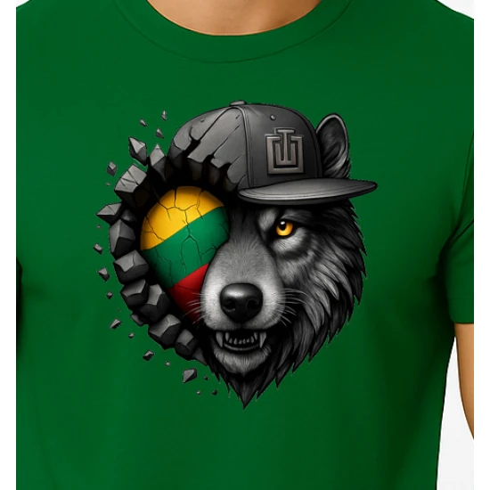 Vīriešu tumši zaļš T-krekls Wolf grey PK4031