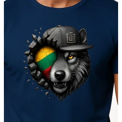 Vīriešu tumši zils T-krekls Wolf grey