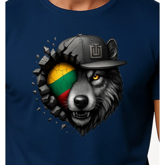 Vīriešu tumši zils T-krekls Wolf grey PK4031