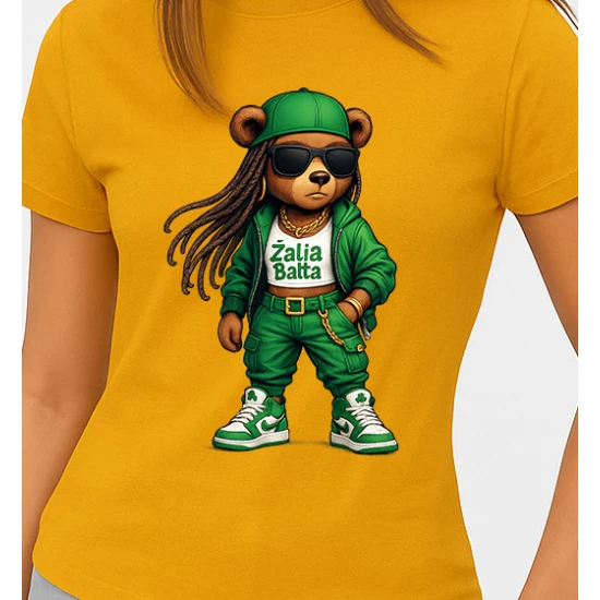 Sieviešu spilgti dzeltens T-krekls Bear PK4023