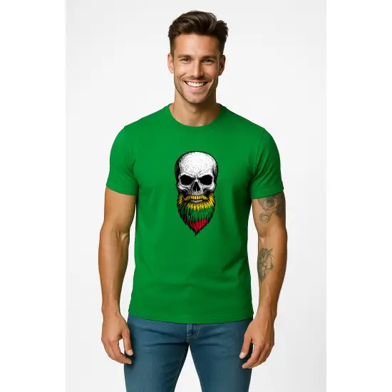 Vīriešu zaļš krekliņš Skull and Beard PK4015