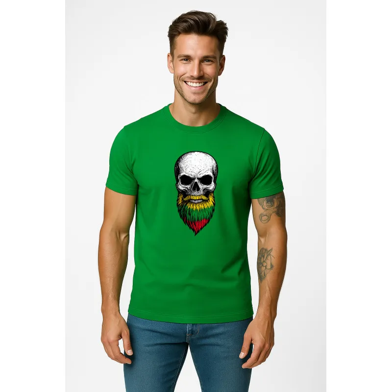 Vīriešu zaļš krekliņš Skull and Beard PK4015