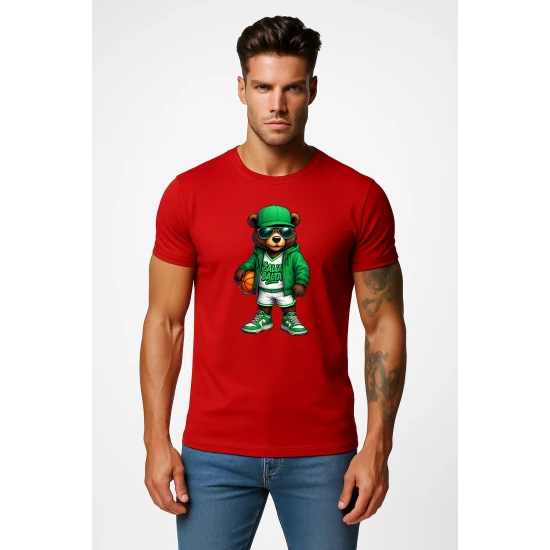 Vīriešu sarkanais lāča krekls ar bumbas džemperi PK4019