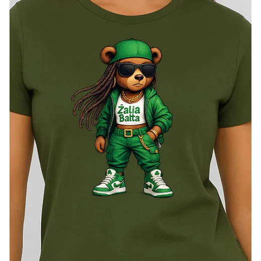 Sieviešu haki krāsas T-krekls Bear PK4023