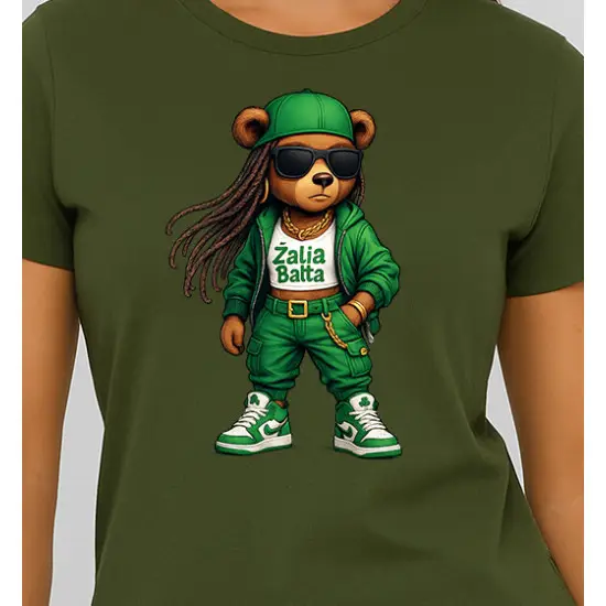 Sieviešu haki krāsas T-krekls Bear PK4023