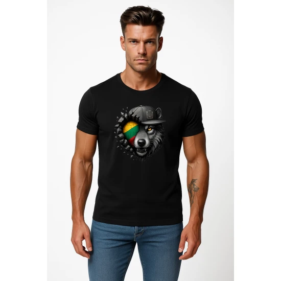 Vīriešu melns T-krekls Wolf grey PK4031