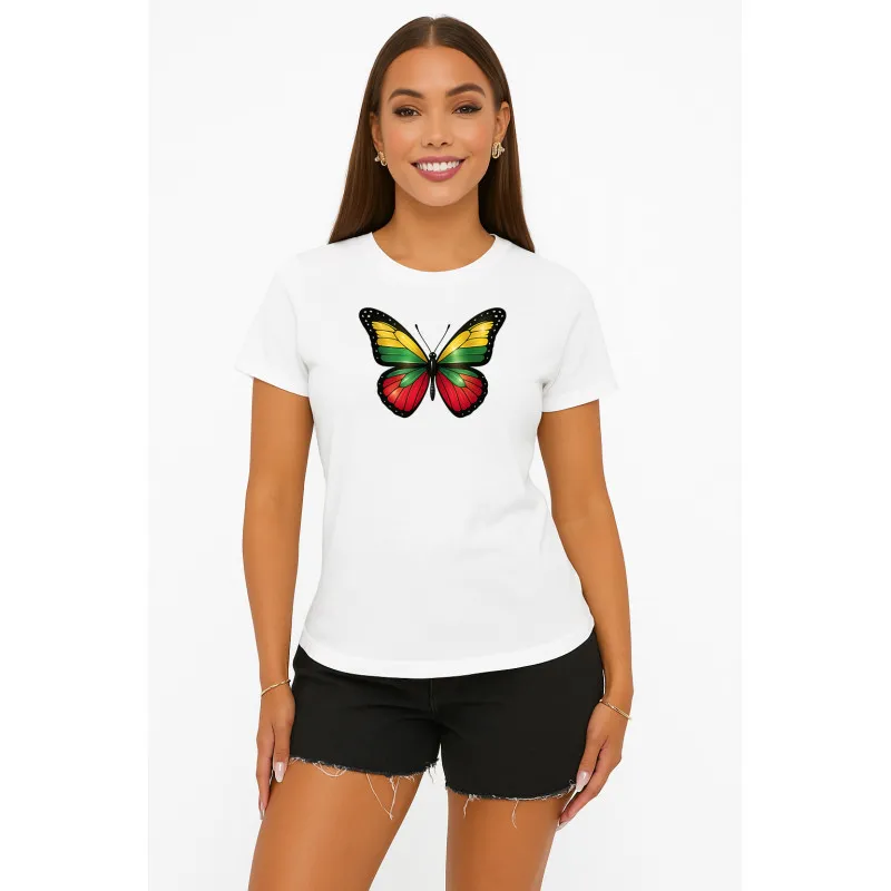 Sieviešu balts T-krekls Butterfly PK4025