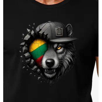 Vīriešu melns T-krekls Wolf grey
